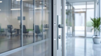 Canvas Print - Modern Glass Office Door with Sleek Handle