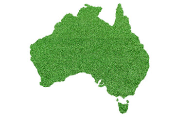 australia map made from green grass isolated on transparent background, png file