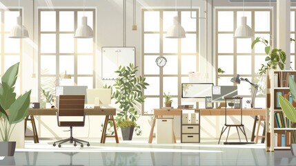 Wall Mural - Modern Minimalist Office Workspace with Natural Light