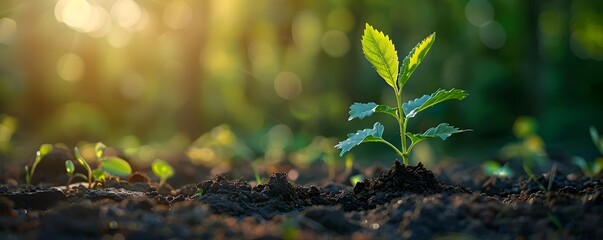 Poster - Young Tree Planted in Garden Representing Growth and New Beginnings Embracing the Energy of Fresh Starts