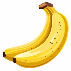 A banana clipart, fruit element, minimalistic illustration, bright yellow, isolated on white background