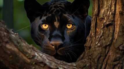 Canvas Print - A black leopard 