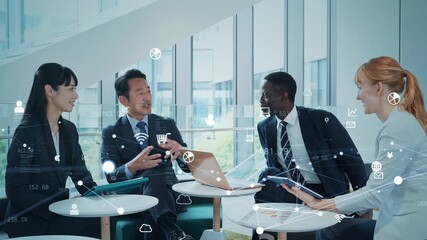 Poster - Group of multinational business people meeting and digital network concept.