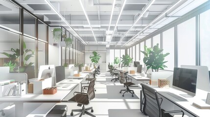 Wall Mural - Modern Office Interior Design: Workspace with Natural Light