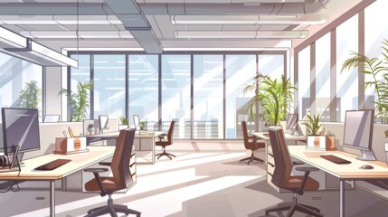 Wall Mural - Modern Office Interior Design with City View