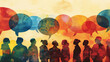 © Mehran - People are interacting with each other, sharing their thoughts and ideas through speech bubbles. This represents communication, exchange of perspectives, and teamwork.