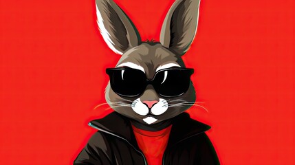 Canvas Print - Bugs Bunny wearing black sunglasses and a red t-shirt