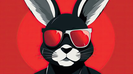 Sticker - Bugs Bunny wearing black sunglasses and a red t-shirt