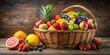 © Udomner - A colorful assortment of fresh fruits in a woven basket, fruit, basket, healthy, organic, vibrant, harvest, variety