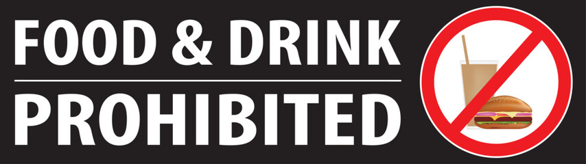 Sticker - Food and drink prohibited notice sign vector.eps