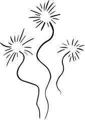 Sticker - fireworks doodle line explosion radial sparkler with rays, hand drawn firecrackers simple and round decoration 