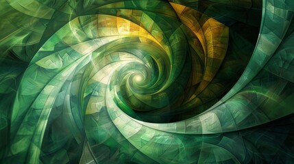 Wall Mural - An artistic illustration of a green spiral, formed by algorithmic lines and patterns, drawn in a sketch style.