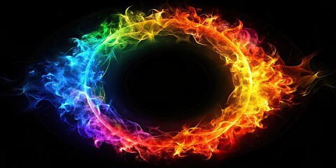 Fiery circle illuminated with a vibrant spectrum of colors, fiery, circle, vibrant, spectrum, colors, blazing, intense, bright