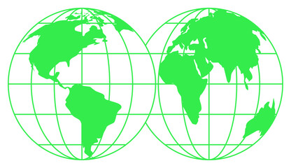 Wall Mural - 90s brutal 3d wireframe globe sticker, brutal art geometry net form icon, cyber tech neon mesh patte