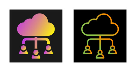 Sticker - Cloud Collaboration Vector Icon