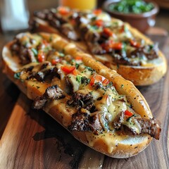 Sticker - Delicious Philly Cheesesteak Sandwich with melted cheese and fresh peppers