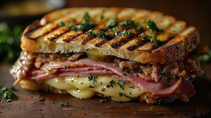 Canvas Print - Grilled Ham and Cheese Sandwich