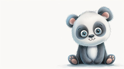 Poster - Delightful panda watercolor painting with vibrant colors on a clean background, perfect for animal art lovers.