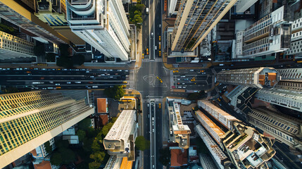 Canvas Print - Aerial View of a City Intersection.