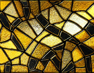 Wall Mural - Luxury abstract background with black and gold stained glass