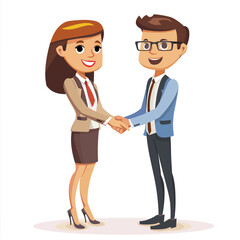 Wall Mural - Businesswoman and businessman shaking hands.