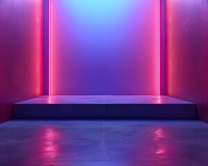 Wall Mural - Vibrant Minimalist Neon Backdrop for Elegant Product Presentation and Display