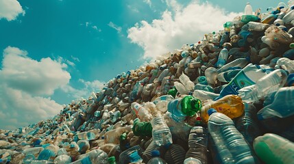 Wall Mural - A mountain of plastic bottles and waste.