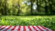 © BG_Illustrations - Checkered Cloth on Lush Green Grass, Perfect Picnic Spot