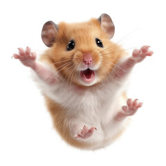 Wall Mural - flying hamster isolated on transparent background cutout