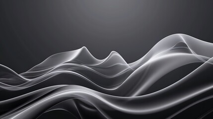 Wall Mural - Abstract White Waves on Black Background