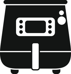 Sticker - Black glyph icon for a modern digital air fryer for healthy frying, kitchen equipment