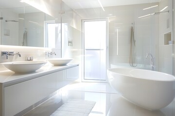 modern bathroom interior with bathtub and shower