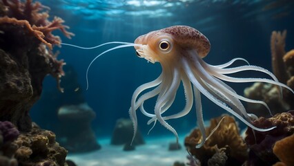 Picture of Squid swimming in an aquarium