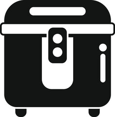 Poster - Black solid icon for a modern deep fryer machine, perfect for designs related to cooking and kitchen appliances