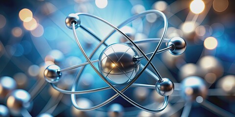 Close-up photo of a single atom with blurred background, atom, molecule, science, microscopic, nucleus, electron