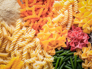 Sticker - A variety of popular italian pasta top view