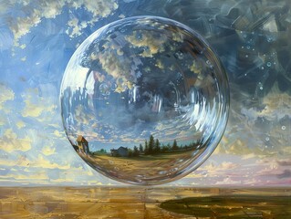 crystal ball on the field background