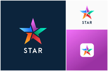 Wall Mural - Star Spark Magic Sparkle Twinkle Rainbow Gradient Colorful Modern Vector Logo Design Illustration