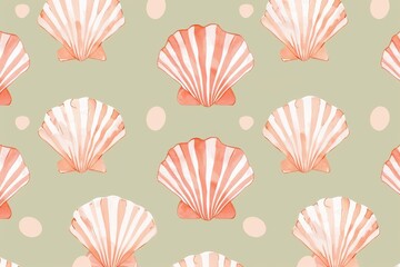 Top-down view of an assortment of stylized sea shells in a harmonious color palette. Beautiful simple AI generated image in 4K, unique.