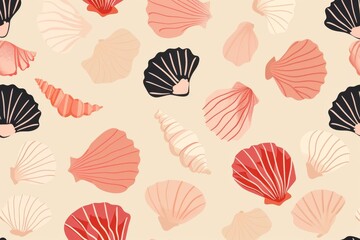 Naklejka na meble Marine Chic Shells, Dual-Tone Scallop Shells – Simple and Elegant. Beautiful simple AI generated image in 4K, unique.