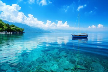 boat sailing on clear blue lake