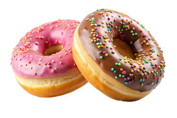 two glazed donut isolated on transparent background With clipping path. cut out. 3d render