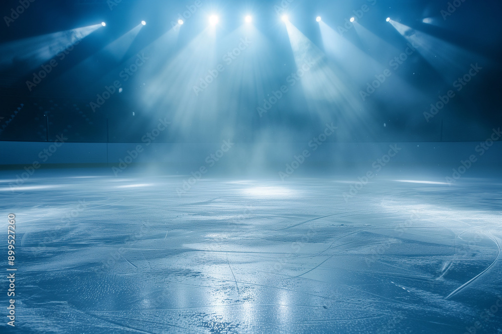 ice background.Empty ice rink illuminated by spotlights Stock Photo ...