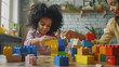 © VK Studio - A joyful moment of a child and adult building with colorful toy blocks in a bright, cozy room, fostering creativity and bonding.