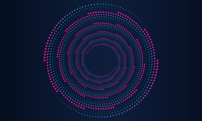 Poster - Abstract background dots speed lines round shapes. Radial speed lines pattern in circle form for technology round icon, comic book cover. Vector illustration
