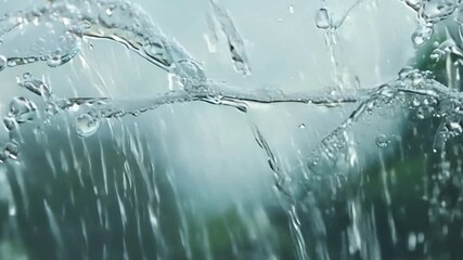 Wall Mural - A water droplet is captured raindrops on a window