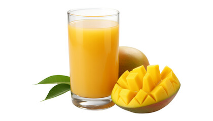 Wall Mural - glass of mango juice isolated on transparent background cutout