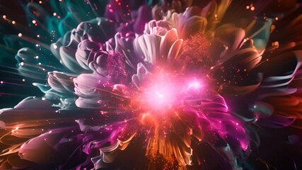 Aufkleber - A colorful explosion of light and color, with a flower-like shape. The colors are vibrant and the light is scattered, creating a sense of movement and energy