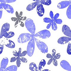 Sticker - seamless pattern with blue abstract flowers 