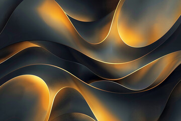 Wall Mural - A black and gold abstract painting with a lot of texture